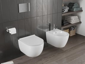 Mexen Carmen, závesná WC misa 490x365x340 mm, Rimless Tornádo + SLIM WC sedadlo z duroplastu, biela lesklá, 30880500
