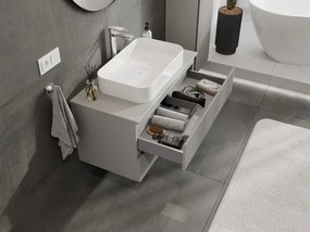 Mexen Rivel, kúpeľňová skrinka 90 cm, 2 zásuvky, drážkovaná, matná sivá, 91A20-09047-2-BFF62