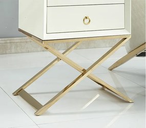 NOČNÝ STOLÍK MARINETTE BIELY LAKOVANÝ + ZLATÝ