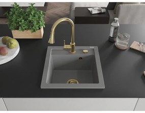 Mexen Vito, 1-komorový granitový drez 490x520x210 mm a drezová batéria Elia, šedá, 6503-71-670101-50
