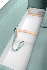 Tyrkysovomodrá menčestrová rozkladacia/s úložným priestorom pohovka 215 cm Bjork – Bonami Selection