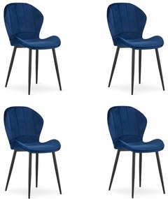 Dekorstudio Sada zamatových jedálenských stoličiek TERNI - tmavo modré Počet stoličiek: 4ks