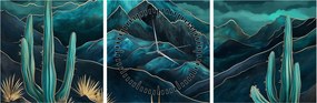 Obraz - Tyrkysová noc (s hodinami) (90x30 cm)