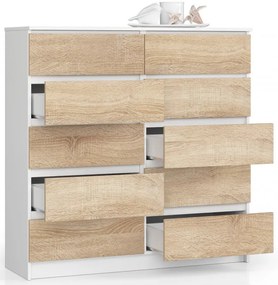 Komoda K120 10SZ CLP biela / sonoma