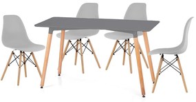 Sivý jedálenský set 1 + 4, stôl BERGEN 120 + stolička YORK OSAKA