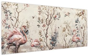 Obraz - Kresba plameniakov (120x50 cm)