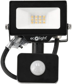 ECOLIGHT LED reflektor 10W 2v1 - neutrálna biela + čidlo pohybu