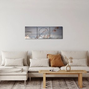 Obraz - Lúčne kvety pri jazere (s hodinami) (90x30 cm)