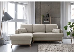 Béžová rozkladacia/s úložným priestorom rohová pohovka (ľavý roh/s leňoškou) Scandic Lagom – Miuform