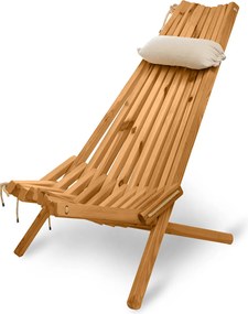 Skladacie drevené záhradné kreslo s vankúšom - svetlohnedé