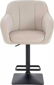 LuxuryForm DESIGN Barová stolička AVOLA VELUR na čiernej hranatej podstave - krémová