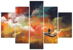 Obraz - Muž plaviace vesmírom (150x105 cm)
