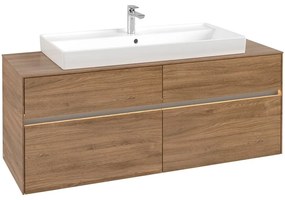 VILLEROY &amp; BOCH Collaro závesná skrinka pod umývadlo na dosku (umývadlo v strede), 4 zásuvky, s LED osvetlením, 1400 x 500 x 548 mm, Oak Kansas, C092B0RH