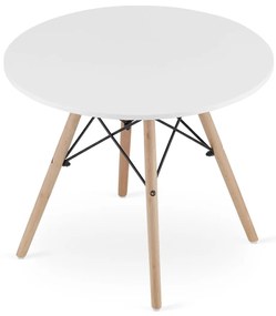 Moderný škandinávsky konferenčný stolík, okrúhly, biely, 60 cm