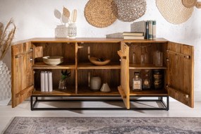 Dizajnová komoda Zorpi 140 cm – masívne mangové drevo / hnedá