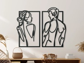 drevko 2-dielny minimalistický obraz Párik Rozmer obrazu: 44,5 x 54,5 cm, Farba dekorácie: Čierna