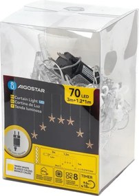 Aigostar - LED vonkajšia vianočná reťaz 70×LED / 230 V, 1,2×1 m, IP44, teplá biela, hviezdy