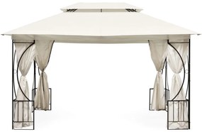 Záhradný pavilónový stan 4x3m - béžový - plné steny