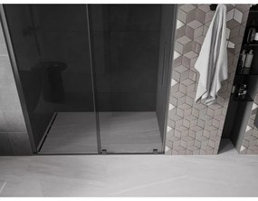 Mexen Velar, posuvné sprchové dvere do otvoru 130 cm, 8mm šedé sklo, grafit brúsený, 871-130-000-41-66