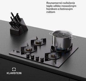 Klarstein Goldflame Nano plynová varná doska, 4 mosadzné horáky, Nano povlak, LPG/zemný plyn