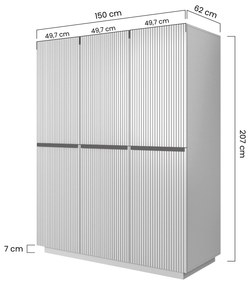 Šatníková skriňa Nicole 150 cm - čierny mat / čierne úchyty