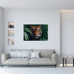 Obraz - Portrét tigra v džungli (90x60 cm)