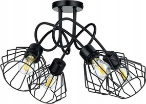 Závesná lampa do LOFT s 4x diamantovo čierna