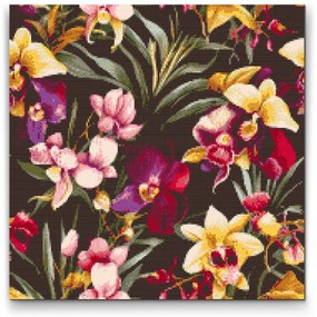 Gario Diamantové maľovanie Kvetinové pozadie orchidea Rozmery: 50 x 50 cm, Rámovanie: S vnútorným rámom, Diamanty: Okrúhle