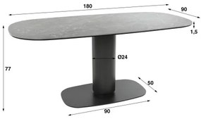 Jedálenský stôl 45-45 Ovál 180x90cm Ceramic Natural Black  - Komfort-nábytok