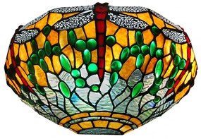 Kolekcia bronzové vitrážové Tiffany lampy vzor DRAGONFLY GREEN
