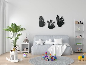 drevko Nálepka Veselé izbové kvety Rozmer obrazu: 24,5 x 44,5 cm, Farba dekorácie: Čierna