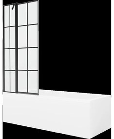 Mexen Cubik obdĺžniková vaňa 160 x 70 cm s obkladom a 1-krídlovou sprchovou zástenou 80 cm, Čierny vzor - 550316070X9408117077