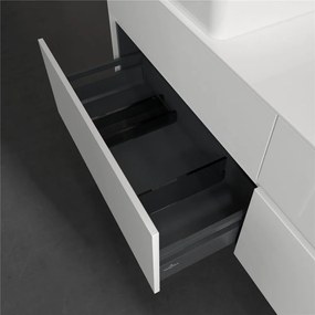 VILLEROY &amp; BOCH Collaro závesná skrinka pod dve umývadlá na dosku, 4 zásuvky, 1600 x 500 x 548 mm, Glossy White, C05200DH
