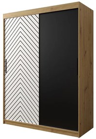Skriňa Jodełka 150 dub Artisan/biely/čierna