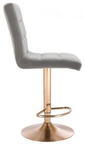 LuxuryForm DESIGN Barová stolička TOLEDO VELUR na zlatom tanieri - svetlo šedá