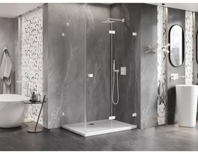 Mexen Lunar-F, 1-krídlový sprchový kút so skladacími dverami, pravý, 90 x 80 cm, 8mm číre sklo, biely profil, 836-090-080-20-00-P