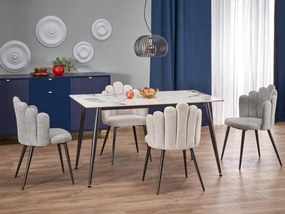 Jedálenský stôl Emilo 140 (biely mramor + čierna) (pre 6 osôb). Akcia -15%. Vlastná spoľahlivá doprava až k Vám domov. 1092388