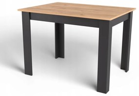 Čierny jedálenský stôl s doskou v dekore dub zlatý craft 120x80