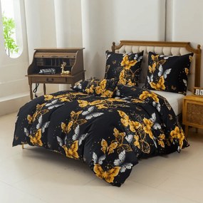 Obliečky z mikrovlákna GOLD BUTTERFLY čierne Rozmer obliečky: 70 x 90 cm | 140 x 200 cm