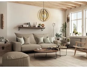 Drevený luster na lanku 1xE27/60W/230V pr. 50 cm masív/dýha/kaučukovník