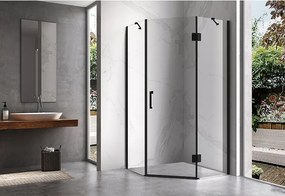 BPS-koupelny Päťuholníkový sprchovací kút KZ10A 80x80 BL čierna/transparent - bez vaničky