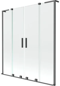 Mexen Velar L Duo, 2-krídlová posuvná vaňová zástena 140 x 150 cm, 8mm číre sklo, grafitová, 896-140-003-02-95