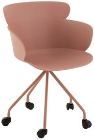 Plastová ružová stolička na kolieskach Eva - 56 * 53 * 81 cm