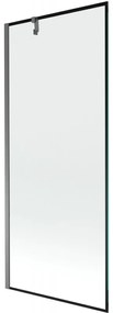 Mexen Next, 1-krídlová vaňová zástena 80 x 150 cm, 6mm číre sklo - čierny vzor, grafitová, 895-080-000-00-70-95