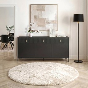 Vintino Komoda rebrovaná 154 cm čierna