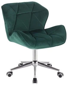 LuxuryForm DESIGN Stolička MILANO VELUR na striebornej podstave s kolieskami - zelená