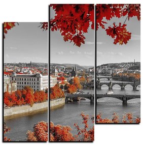 Obraz na plátne - Rieka Vltava a Karlov most - štvorec 3257QD (105x105 cm)