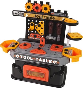 LEAN Toys Dielňa – stolík pre malého kutilka – náradie, 57 dielov
