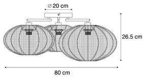 Japandi stropné svietidlo biele s béžovou a hnedou farbou 3-svetlá - Multi Bida