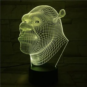 3Dmix 3DL-CLK017 – 3D LED nočná lampa - Shrek (Hodiny s budíkom)